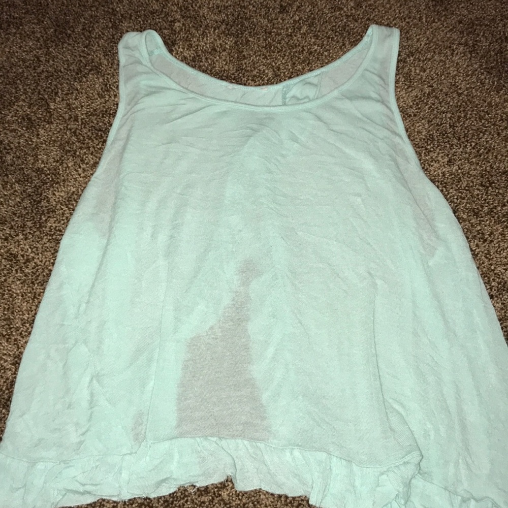 teal open back tank top